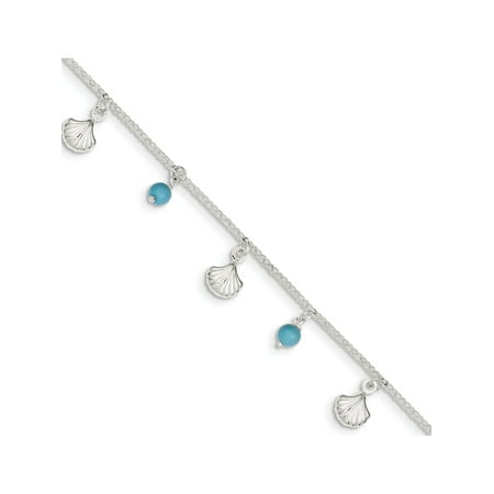 Jewelry Themed Anklets Sterling Silver Polished Shell with 1in ext Anklet Jewelry Themed Anklets Sterling Silver Polished Shell with 1in ext Anklet